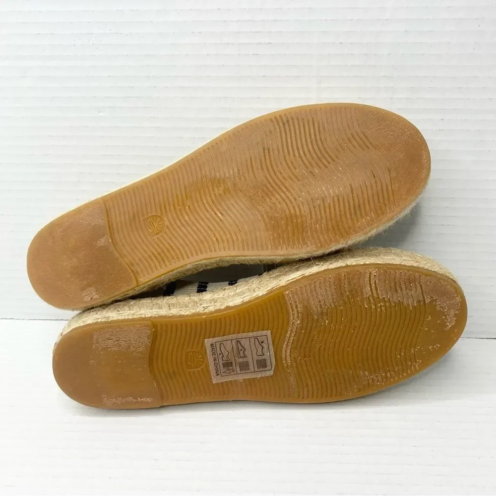 Soludos Womens 7.5 Stripe Smoking Slipper Canvas Shoes Espadrille Cream Navy - Picture 7 of 8